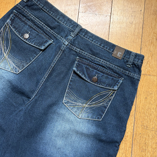 Vintage Embroidered Hip Hop Blue Baggy Shorts Jorts - 40