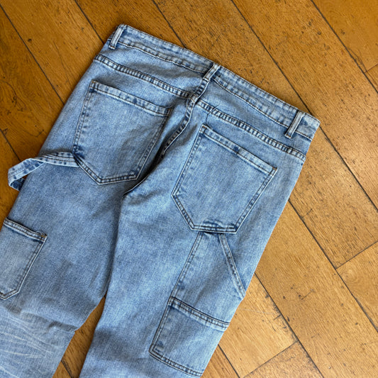 Vintage Double Knee Blue Slim Workwear Carpenter Jeans - 34