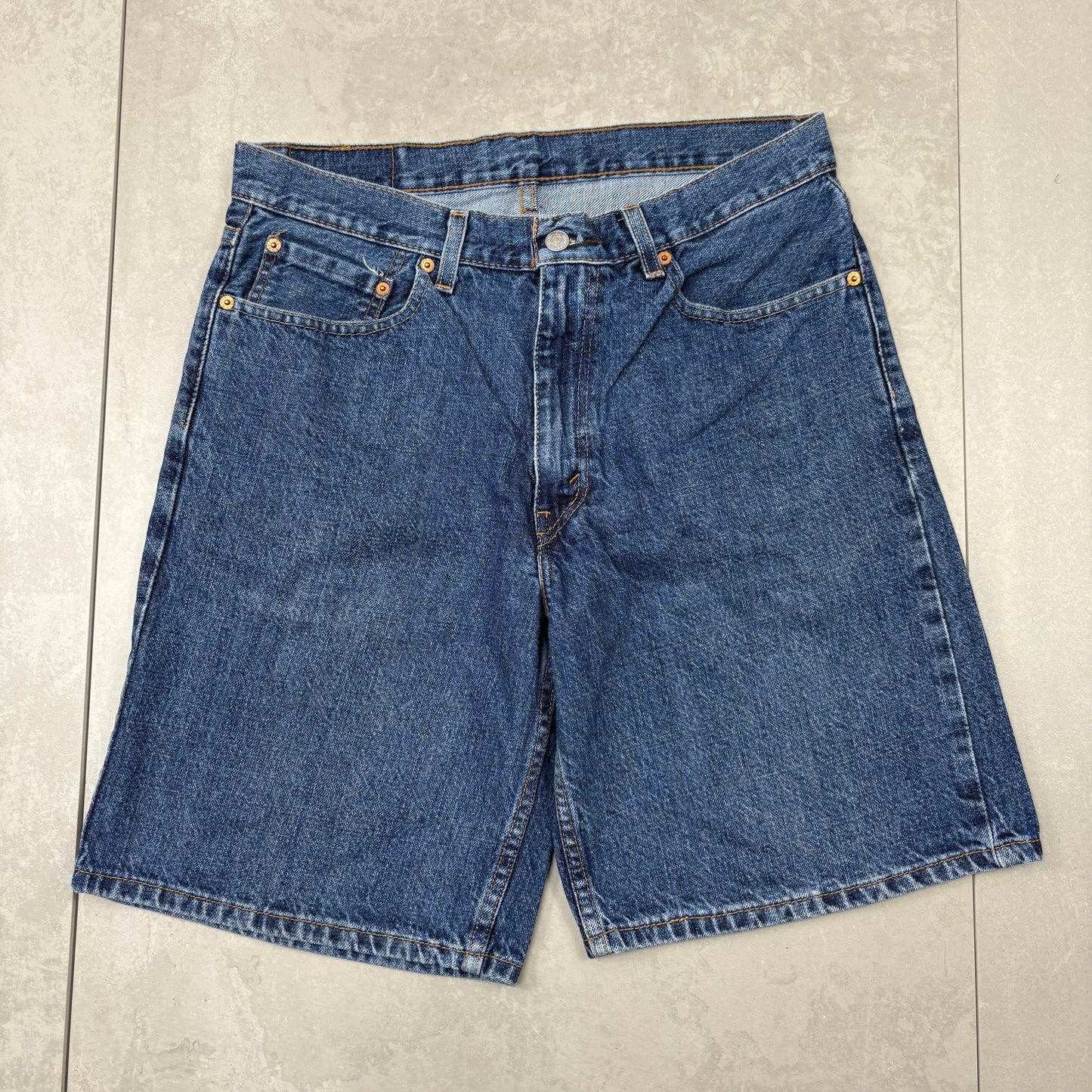 Vintage Levis 550 Baggy Blue Denim Shorts - 33
