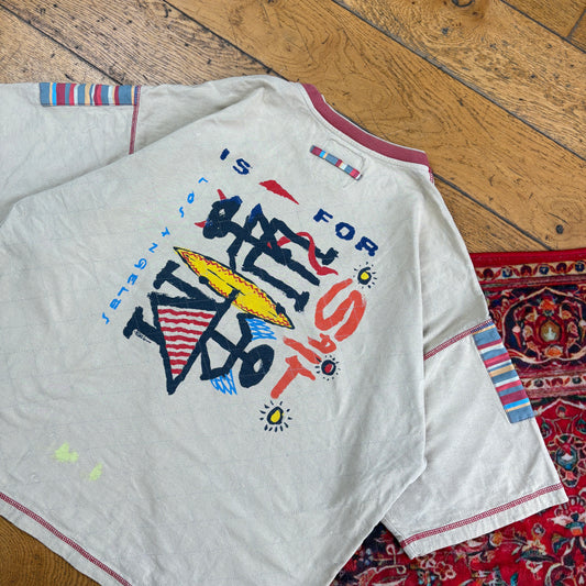 Vintage 90s Surfwear Boxy Cream Graphic T-Shirt - L
