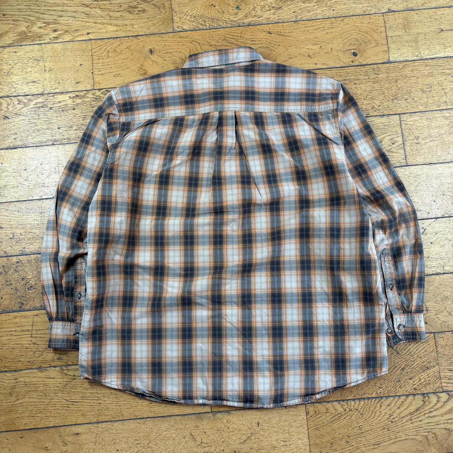 Vintage Carhartt Brown Orange Check Workwear Shirt - XL