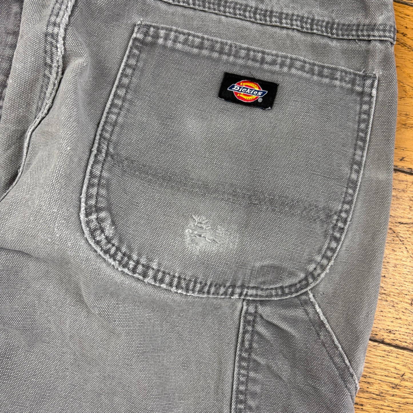 Vintage Dickies Grey Double Knee Workwear Carpenter Baggy Trousers - 34