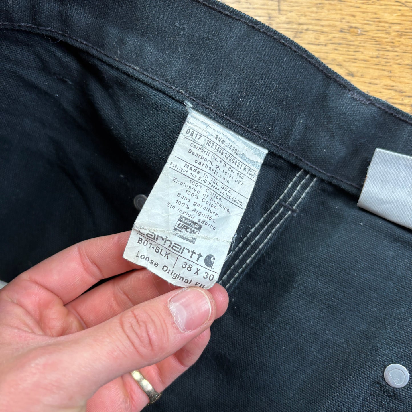 Vintage Carhartt Black Double Knee Workwear Carpenter Baggy Trousers - 38