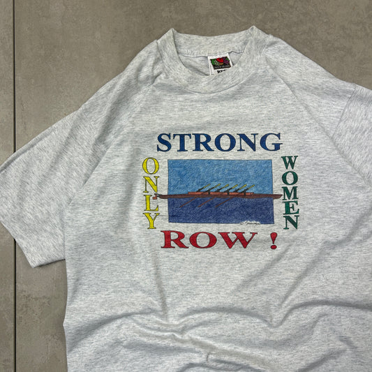 Vintage 90s Single Stitch Rowing Graphic Grey T-Shirt - S