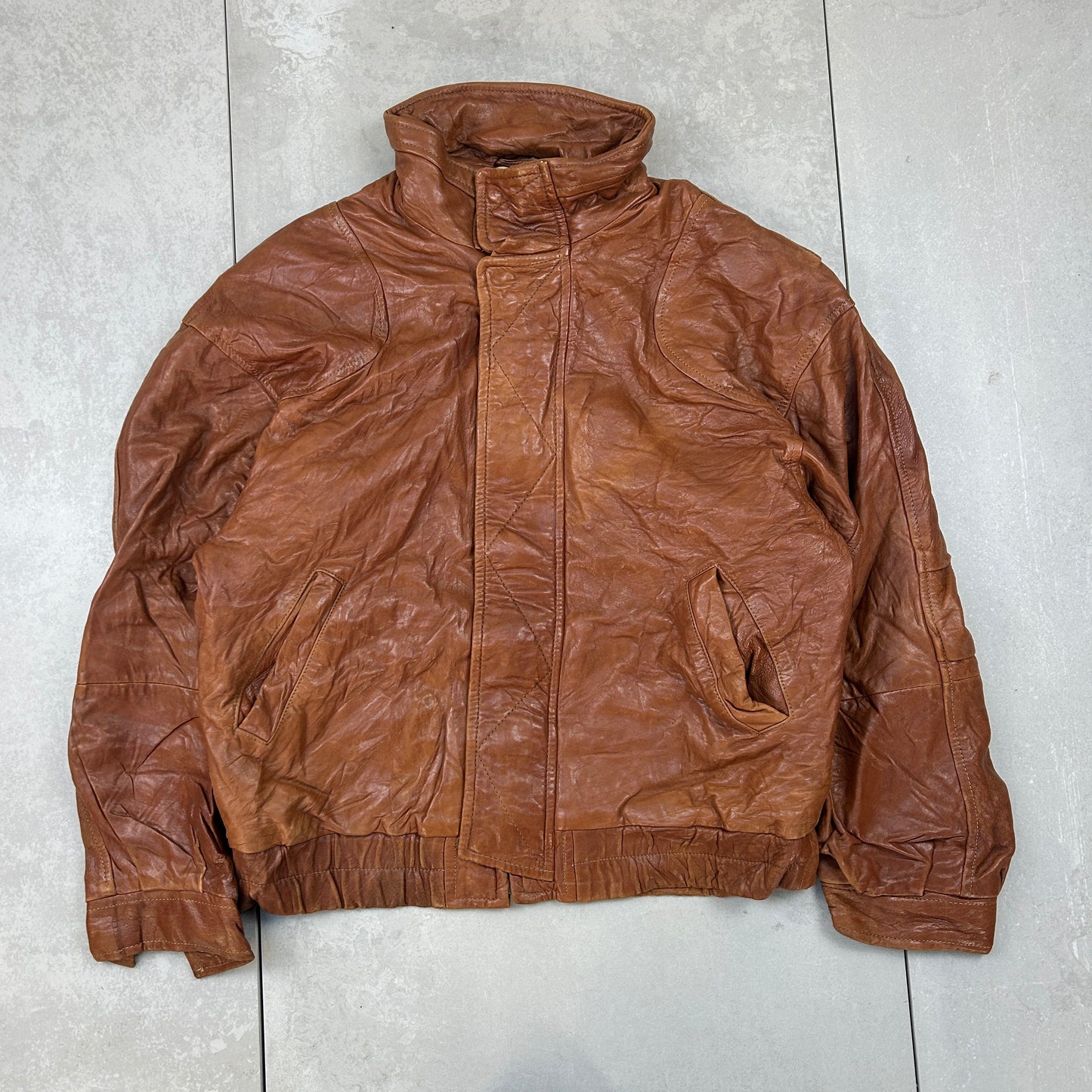 Vintage Aviator Pilot Flight Style Brown Genuine Leather Bomber Jacket - XL