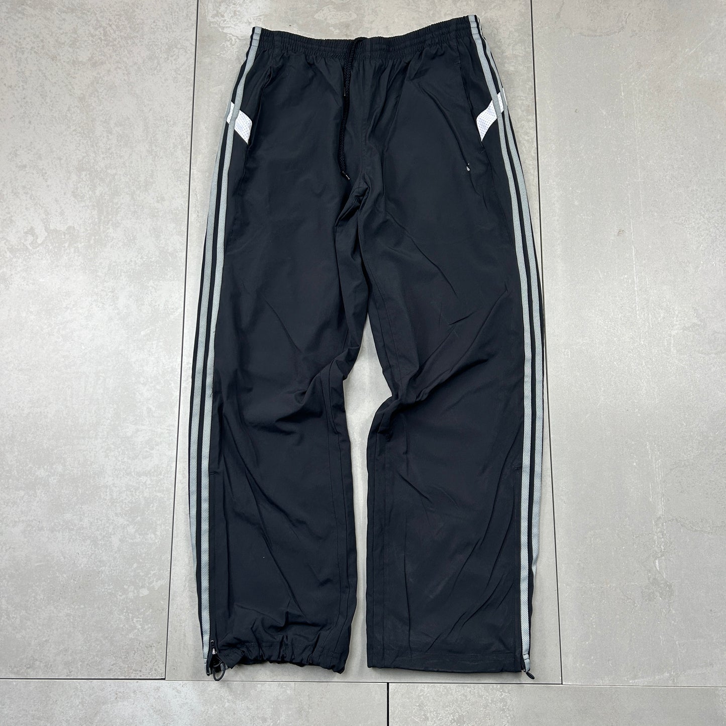 Vintage Adidas Black Baggy Tracksuit Sweatpants Track Pants Bottoms - L