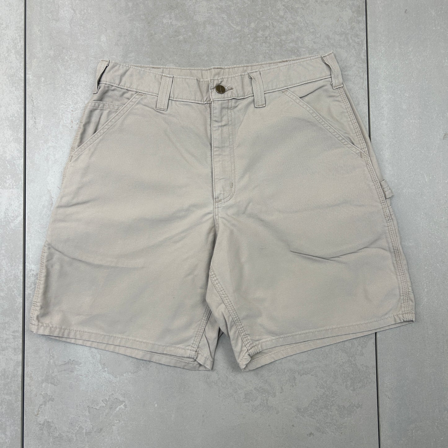 Vintage Carhartt Workwear Baggy Cream Carpenter Shorts - 33