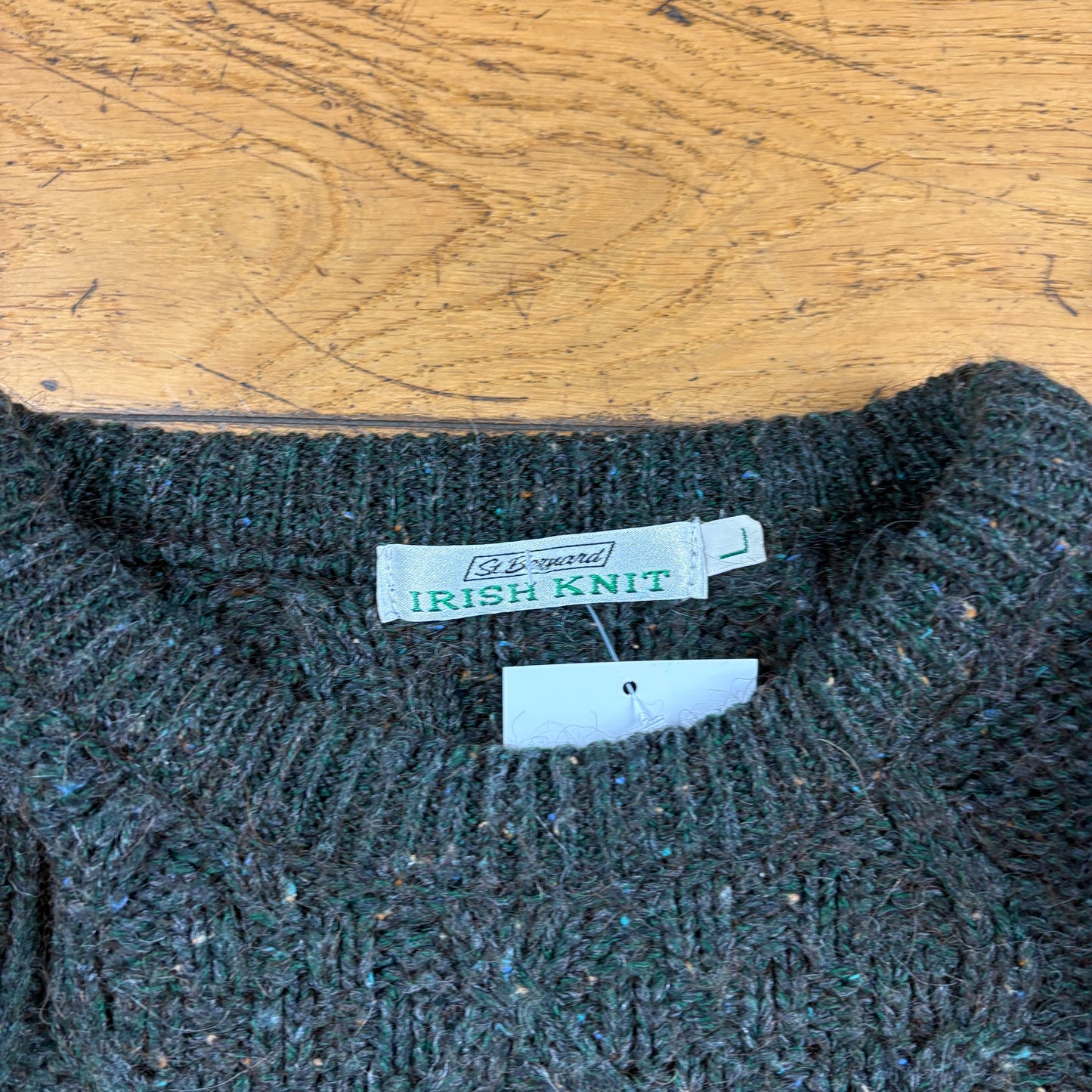 Vintage Green Wool Chunky Cable Knit Jumper - L