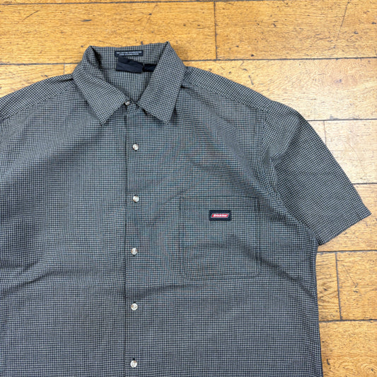 Vintage Dickies Grey Check Short Sleeve Workwear Shirt - XL