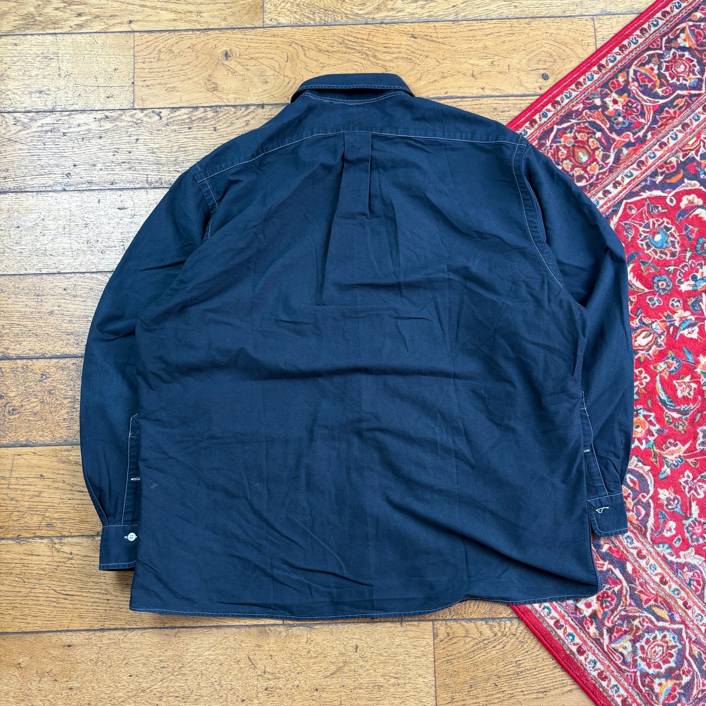 Vintage Ralph Lauren Black Contrast Stitch Embroidered Shirt - XL