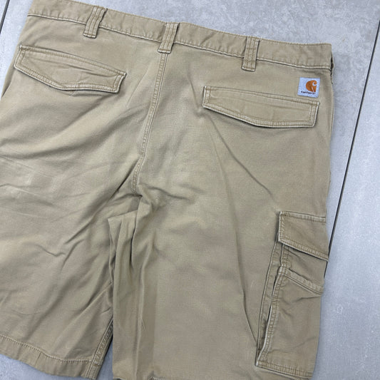 Vintage Carhartt Workwear Baggy Cream Brown Carpenter Shorts - 40