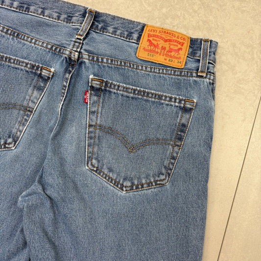 Vintage Levis 516 Blue Denim Shorts - 33