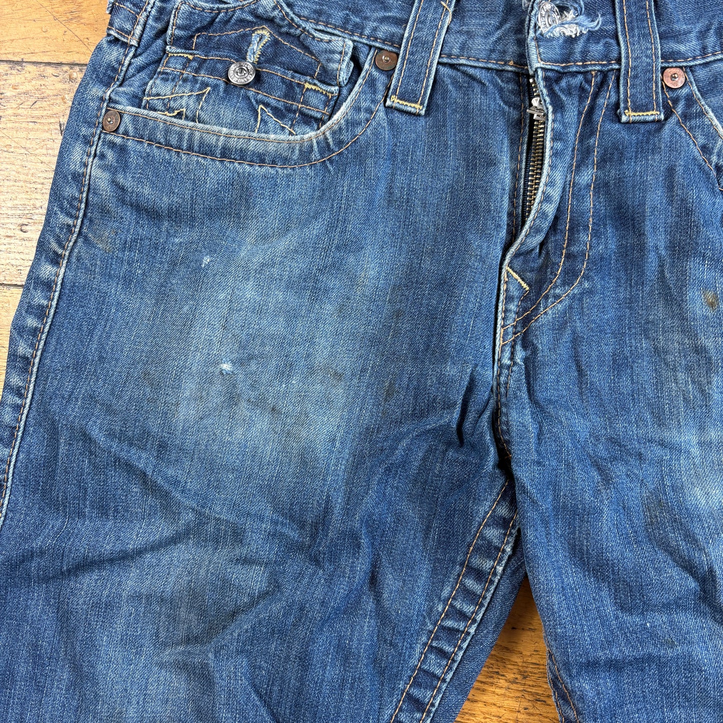 Vintage True Religion Blue Embroidered Y2K Shorts Jorts - 34