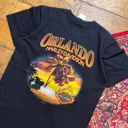 Vintage 2008 Harley Davidson Black Graphic T-Shirt - XS