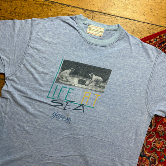 Vintage 90s Blue Guinness Single Stitch Graphic T-Shirt - XL
