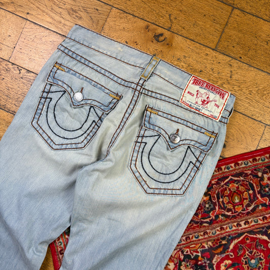 Vintage True Religion Blue Bootcut Embroidered Y2K Hip Hop Baggy Jeans - 36