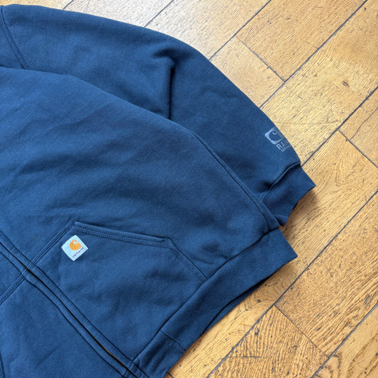 Vintage Carhartt Navy Zip Hoodie Sweatshirt - XXL