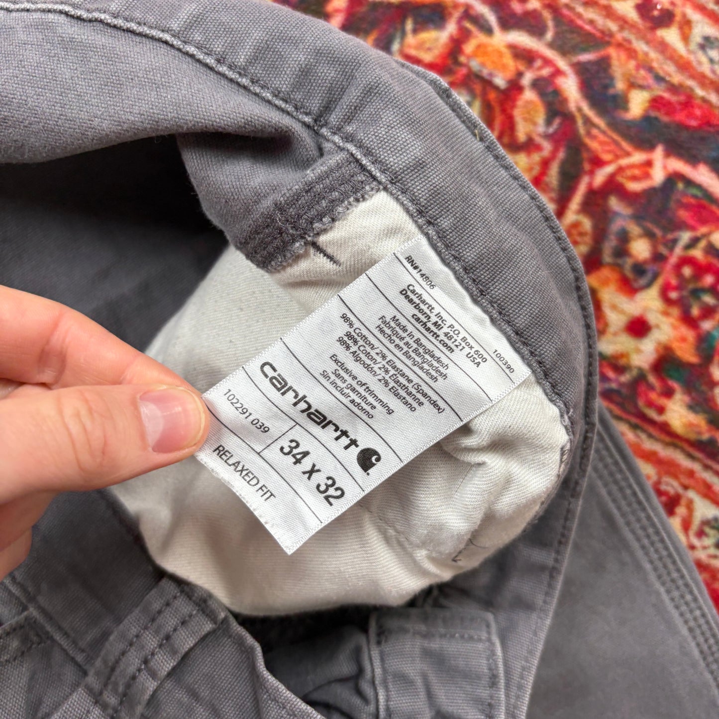 Vintage Carhartt Grey Workwear Carpenter Baggy Trousers - 34