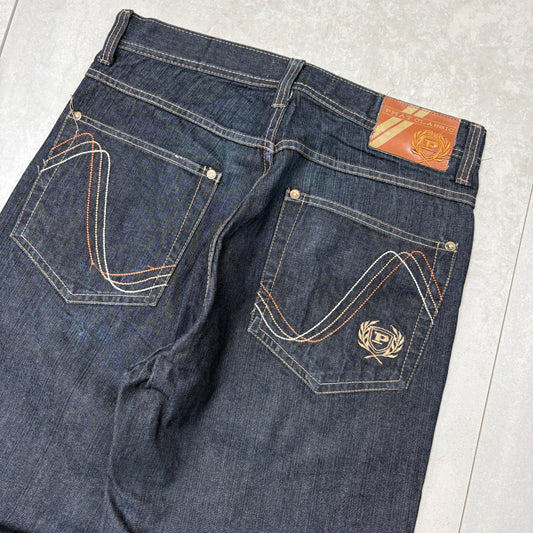 Vintage Phat Farm Embroidered Hip Hop Blue Baggy Jeans - 34