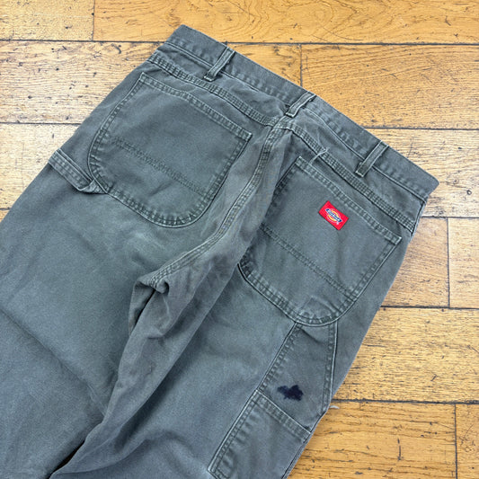 Vintage Dickies Grey Green Workwear Carpenter Baggy Trousers - 34