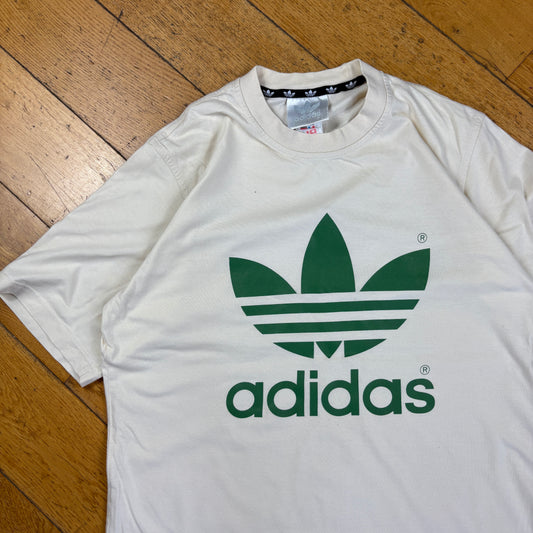 Vintage 90s Adidas Originals Cream Graphic T-Shirt - S
