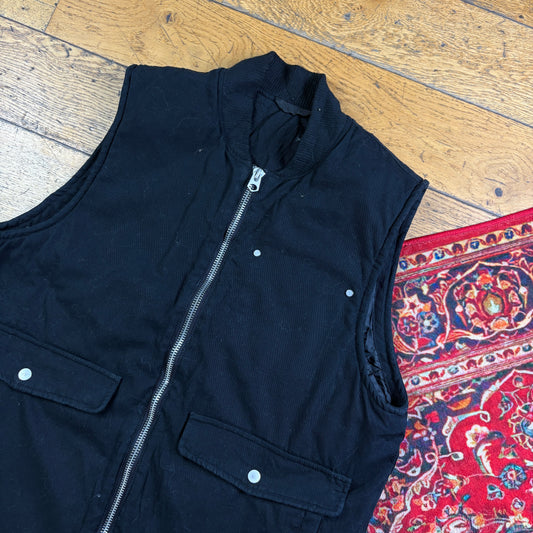 Vintage Black Gilet Vest Carhartt Style Workwear Jacket - L