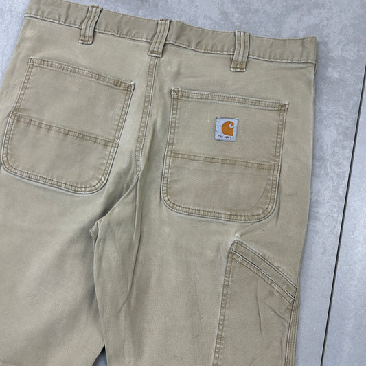 Vintage Carhartt Cream Workwear Carpenter Baggy Trousers - 32