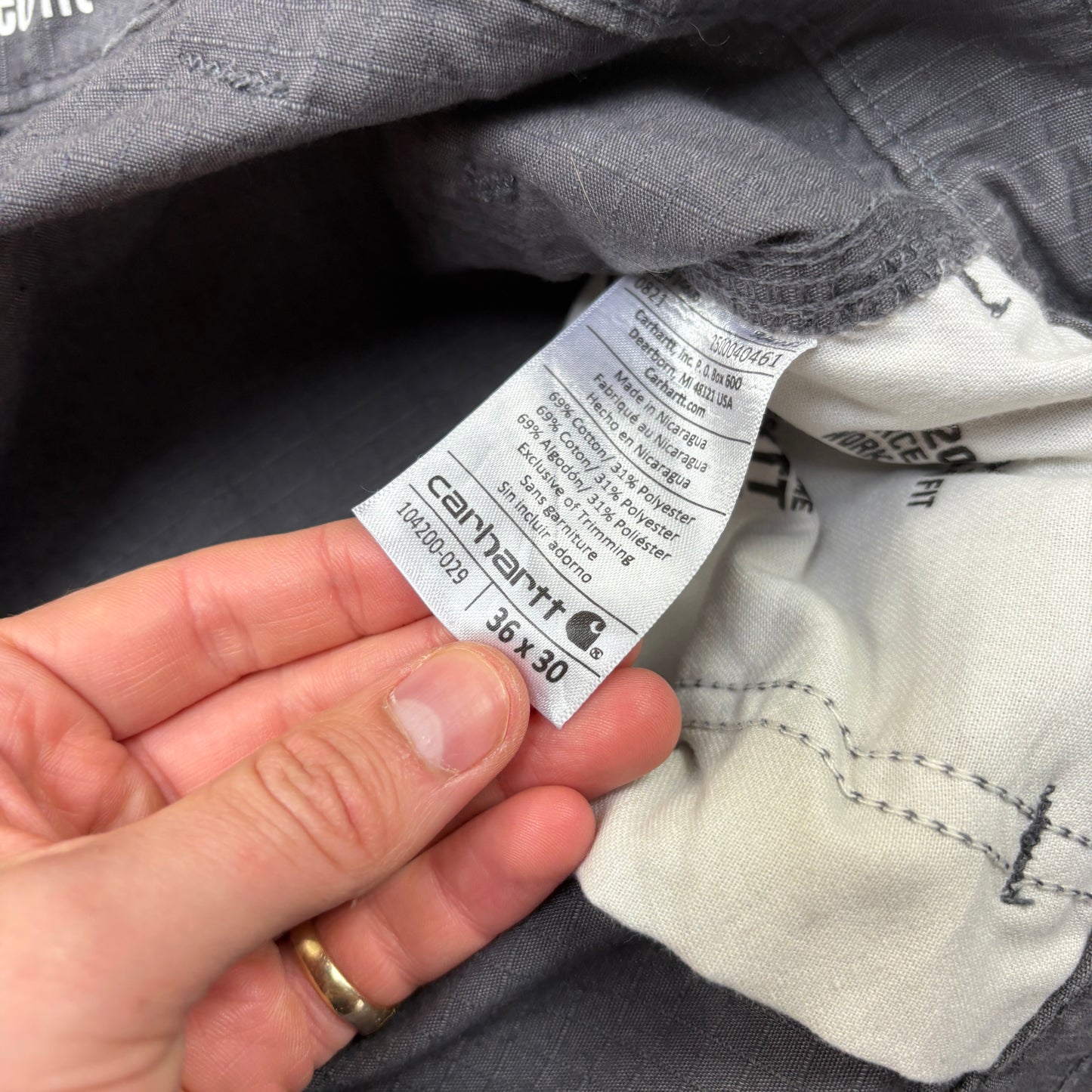 Vintage Carhartt Grey Workwear Cargo Baggy Trousers - 36
