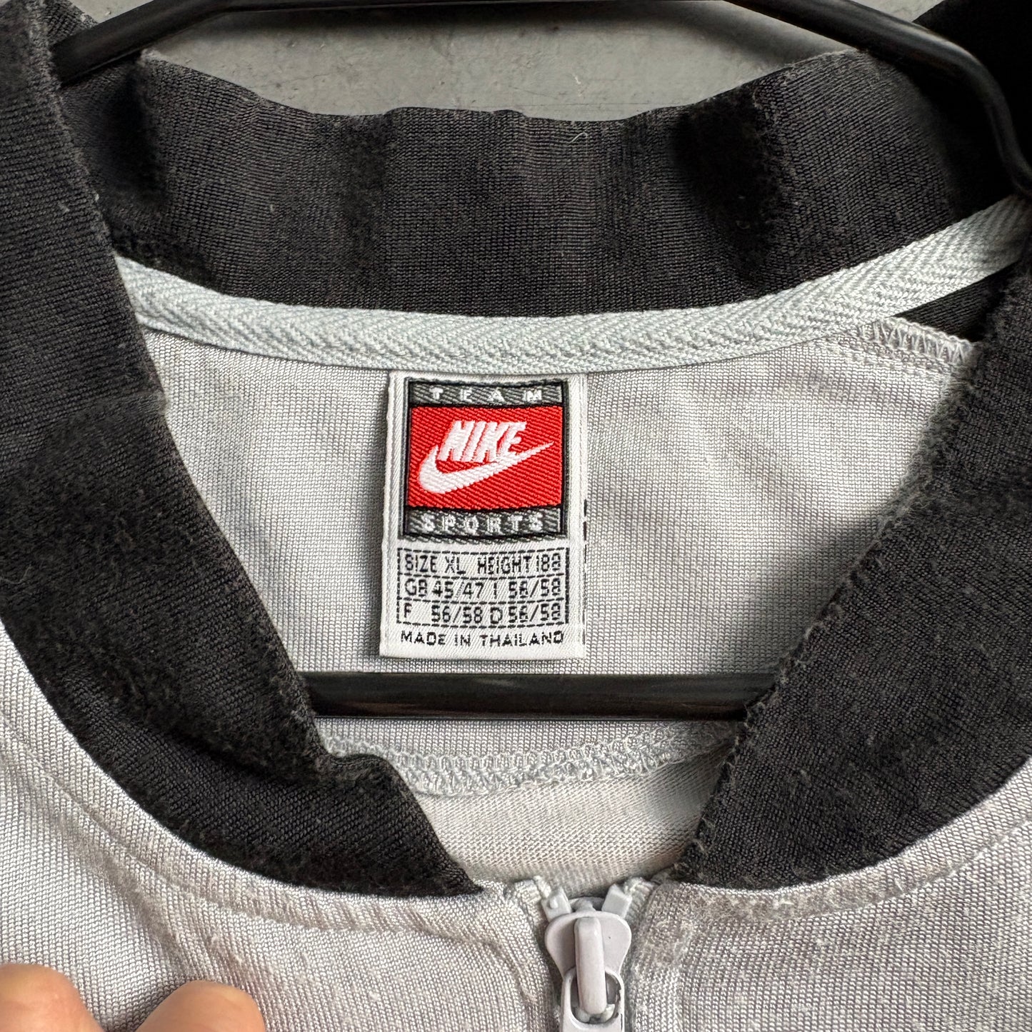 Vintage Nike 90s Basketball Grey Black Raglan Oversized Zip T-Shirt - XL