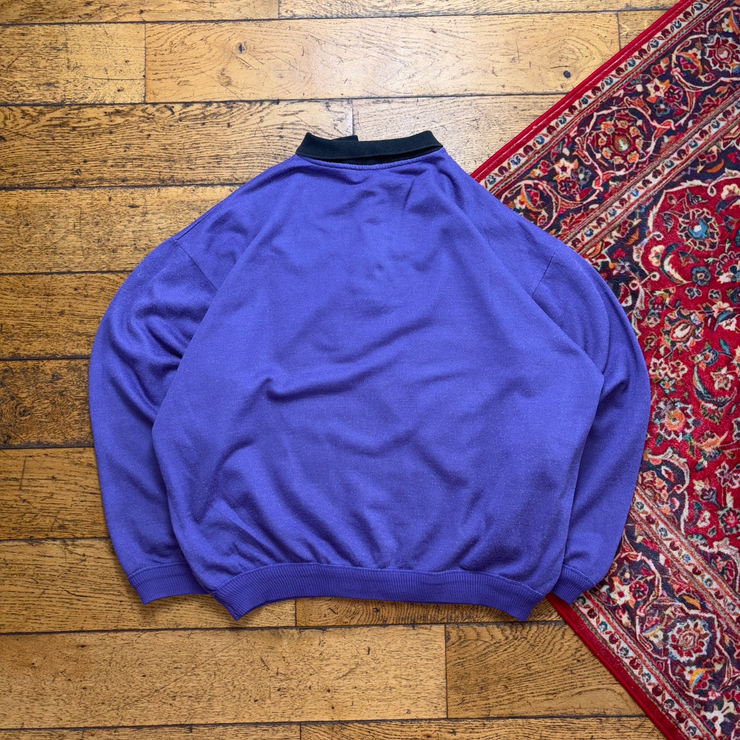 Vintage 90s Purple Rugby Boxy Sweatshirt - XL