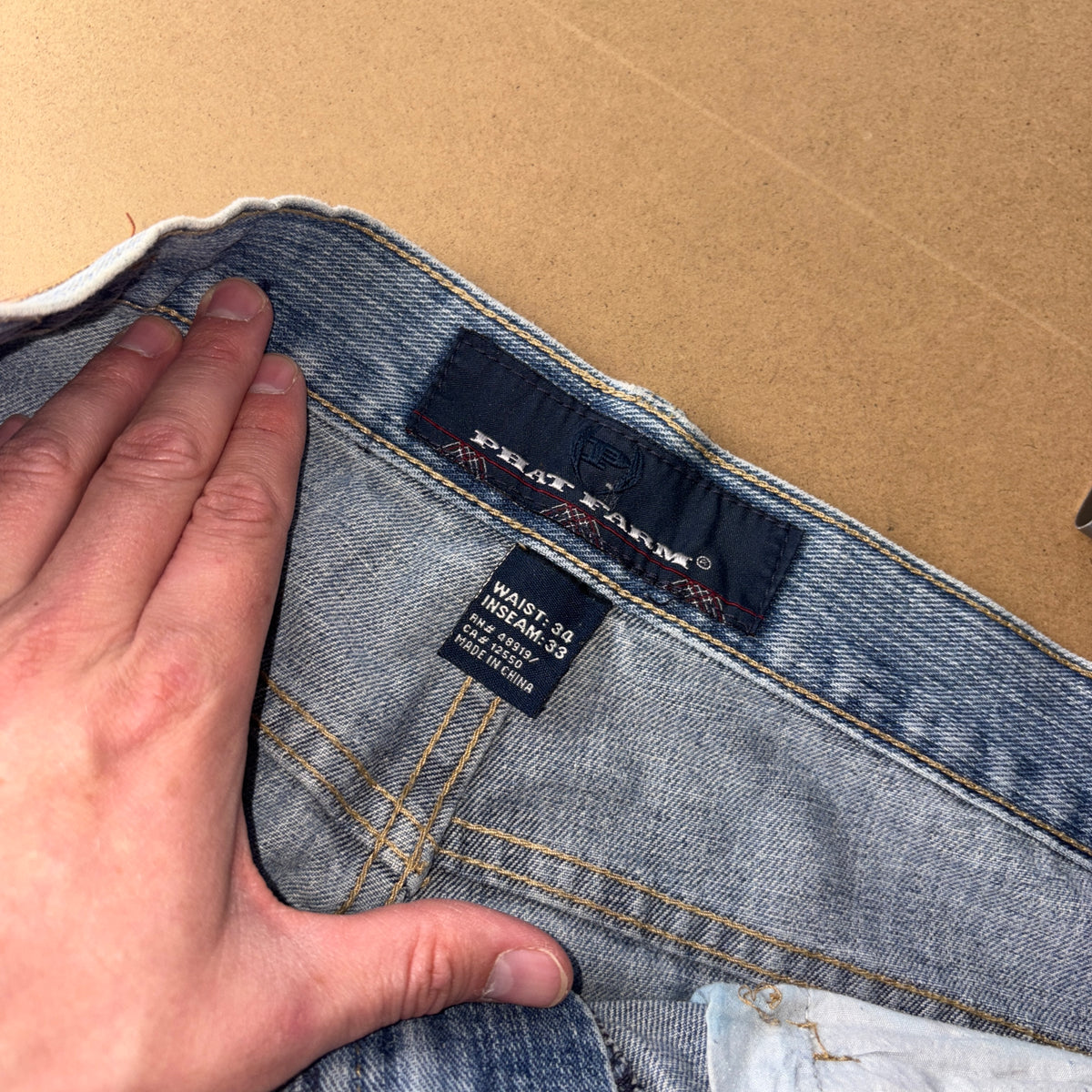 Phat Farm Blue Embroidered Japanese Denim Hip Hop Y2K Baggy Jeans - 36R