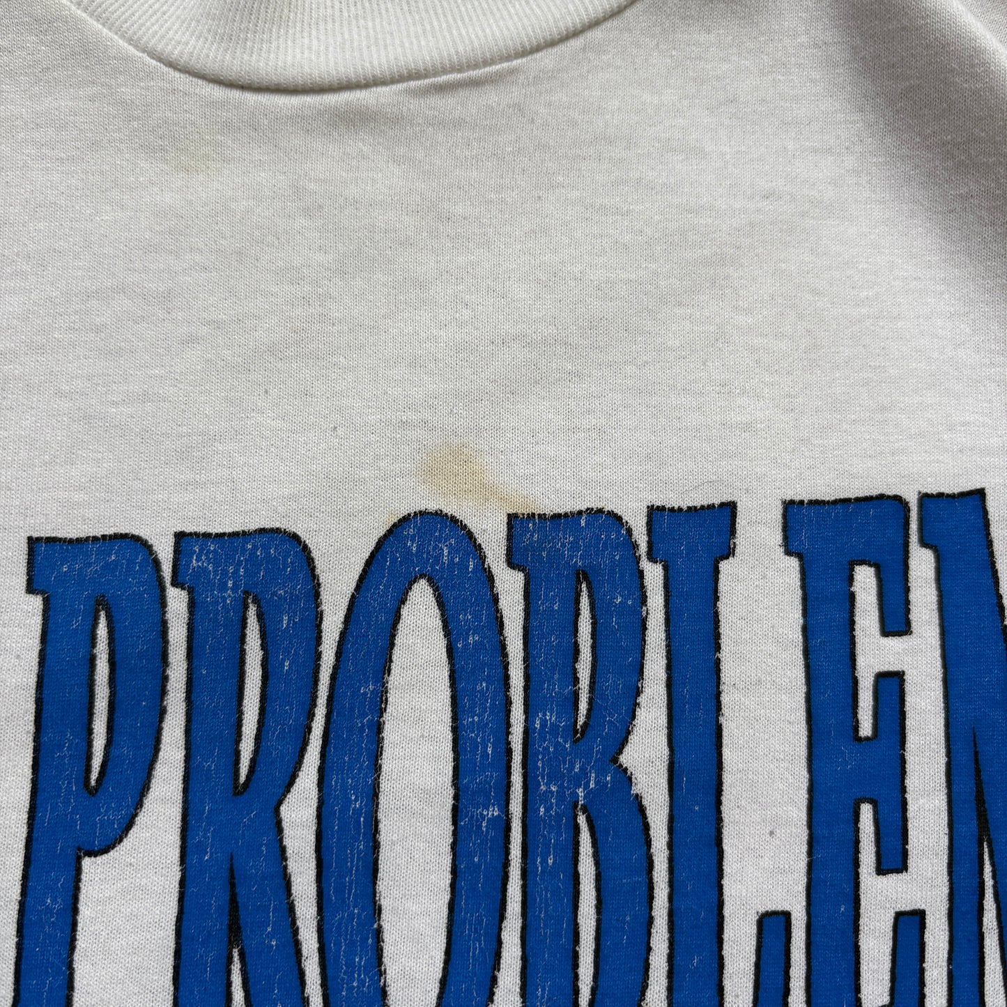 Vintage 1995 No Problem Single Stitch White Graphic T-Shirt - S/M
