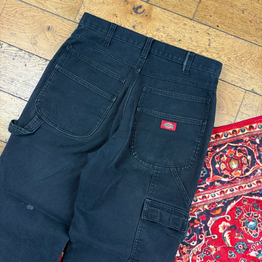 Vintage Dickies Black Double Knee Workwear Carpenter Baggy Trousers - 32