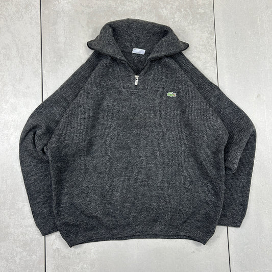 Vintage Lacoste Grey Quarter Zip Jumper - XL