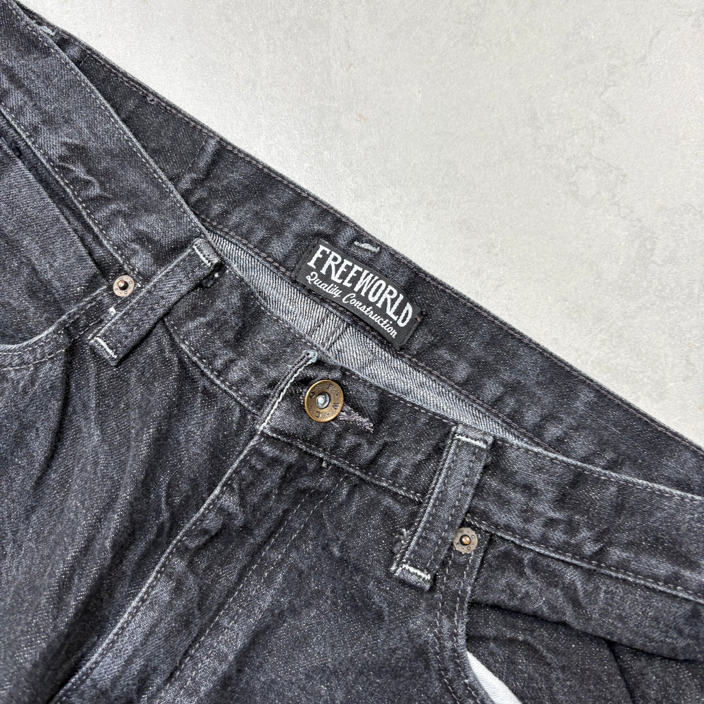 Vintage Embroidered Hip Hop Straight Black Jeans - 36