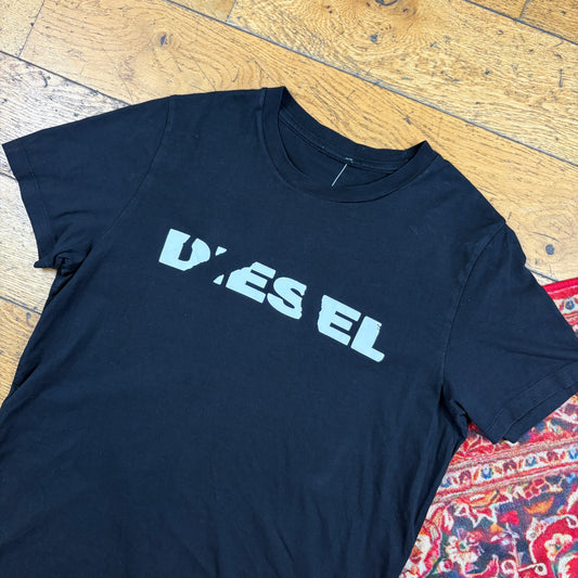 Vintage Diesel Y2K Black Graphic T-Shirt - XS