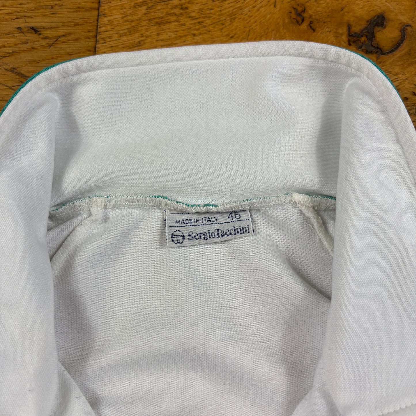 Vintage Sergio Tacchini White Blue Tracksuit Track Shell Windbreaker Jacket - M