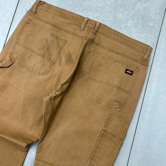 Vintage Dickies Workwear Carpenter Baggy Brown Trousers - 40