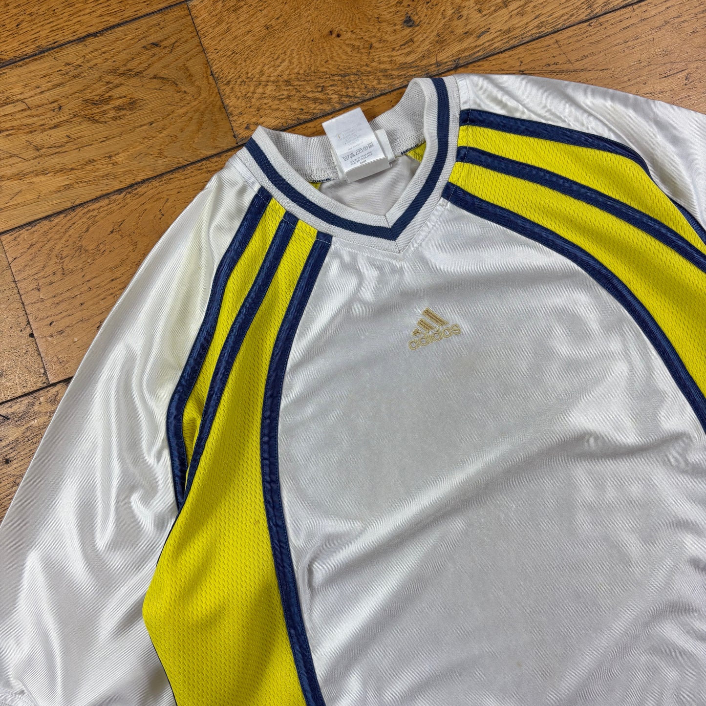 Vintage Adidas White Yellow Graphic T-Shirt - M