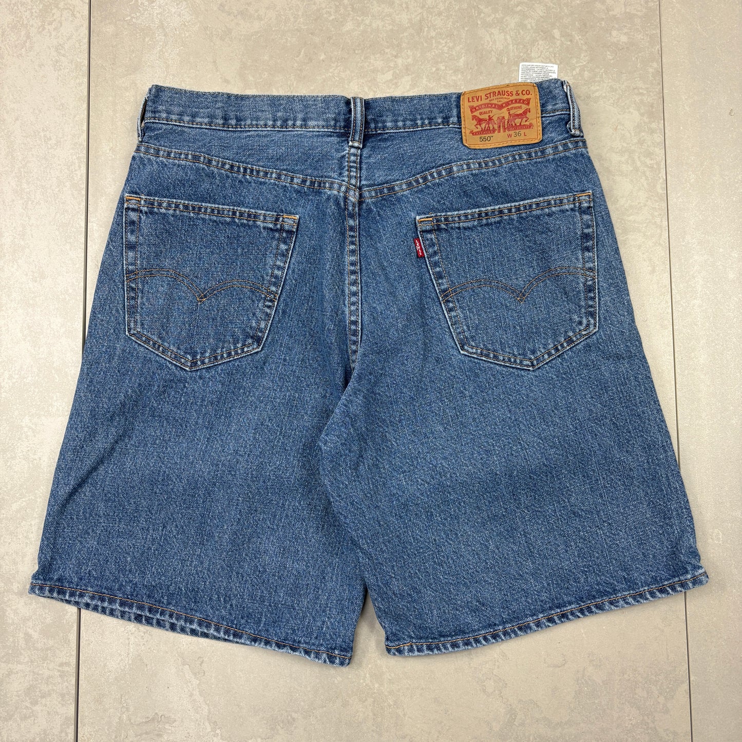 Vintage Levis 550 Baggy Blue Denim Shorts - 36