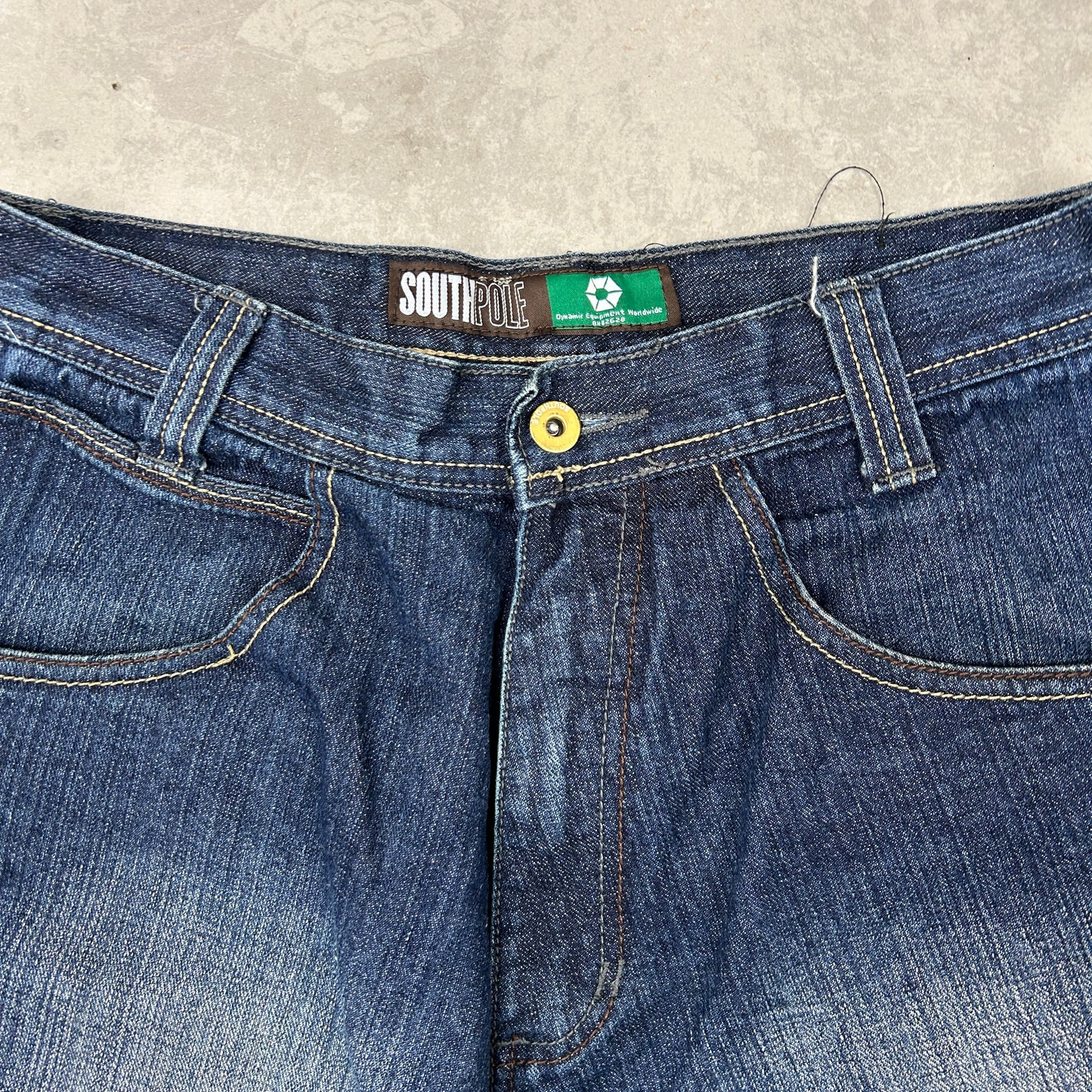 Vintage Southpole Embroidered Denim Hip Hop Skater Dark Blue Baggy Jeans - 32