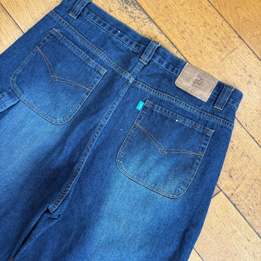 Vintage Embroidered Hip Hop Baggy Blue Shorts Jorts - 38