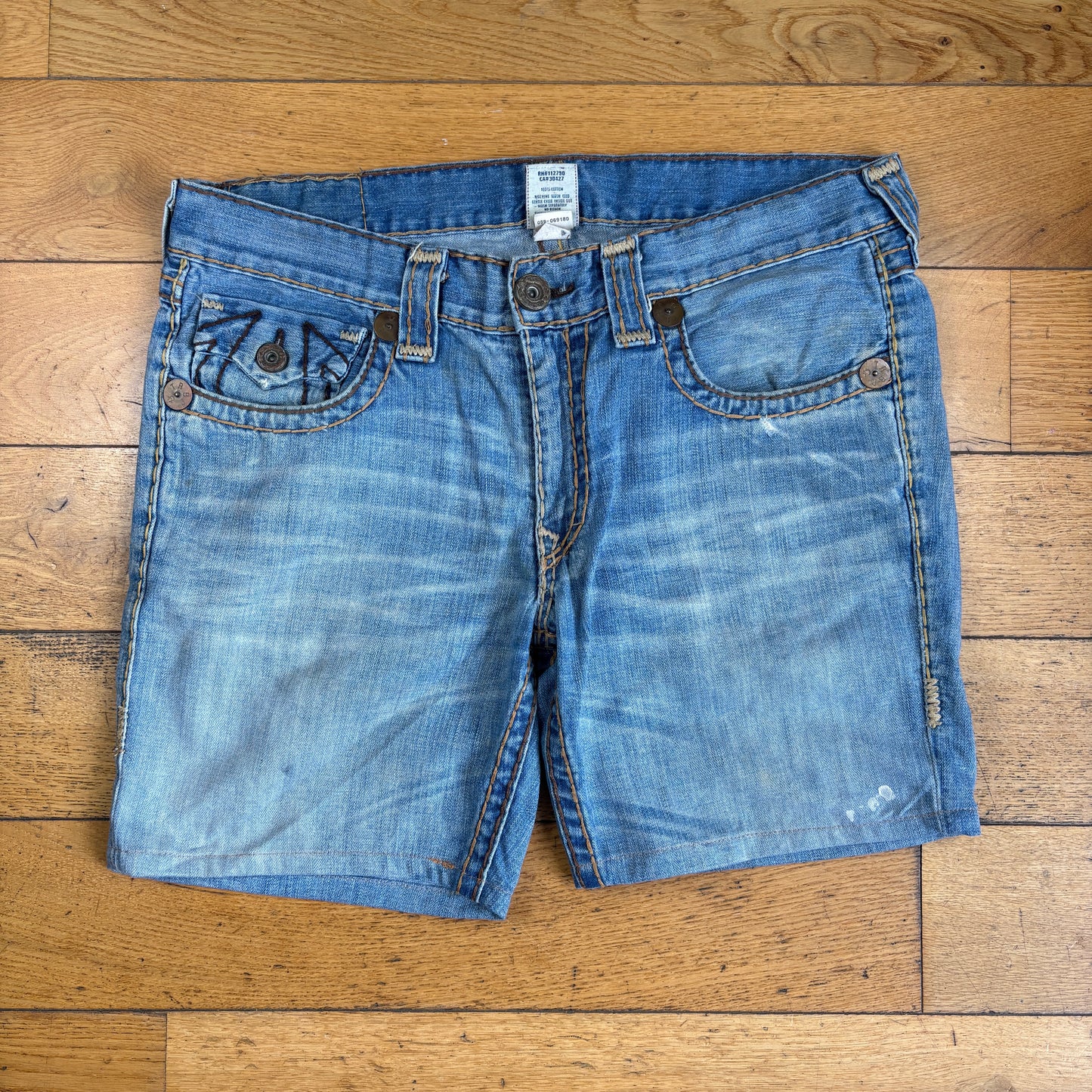 Vintage True Religion Blue Embroidered Y2K Shorts Jorts - 38