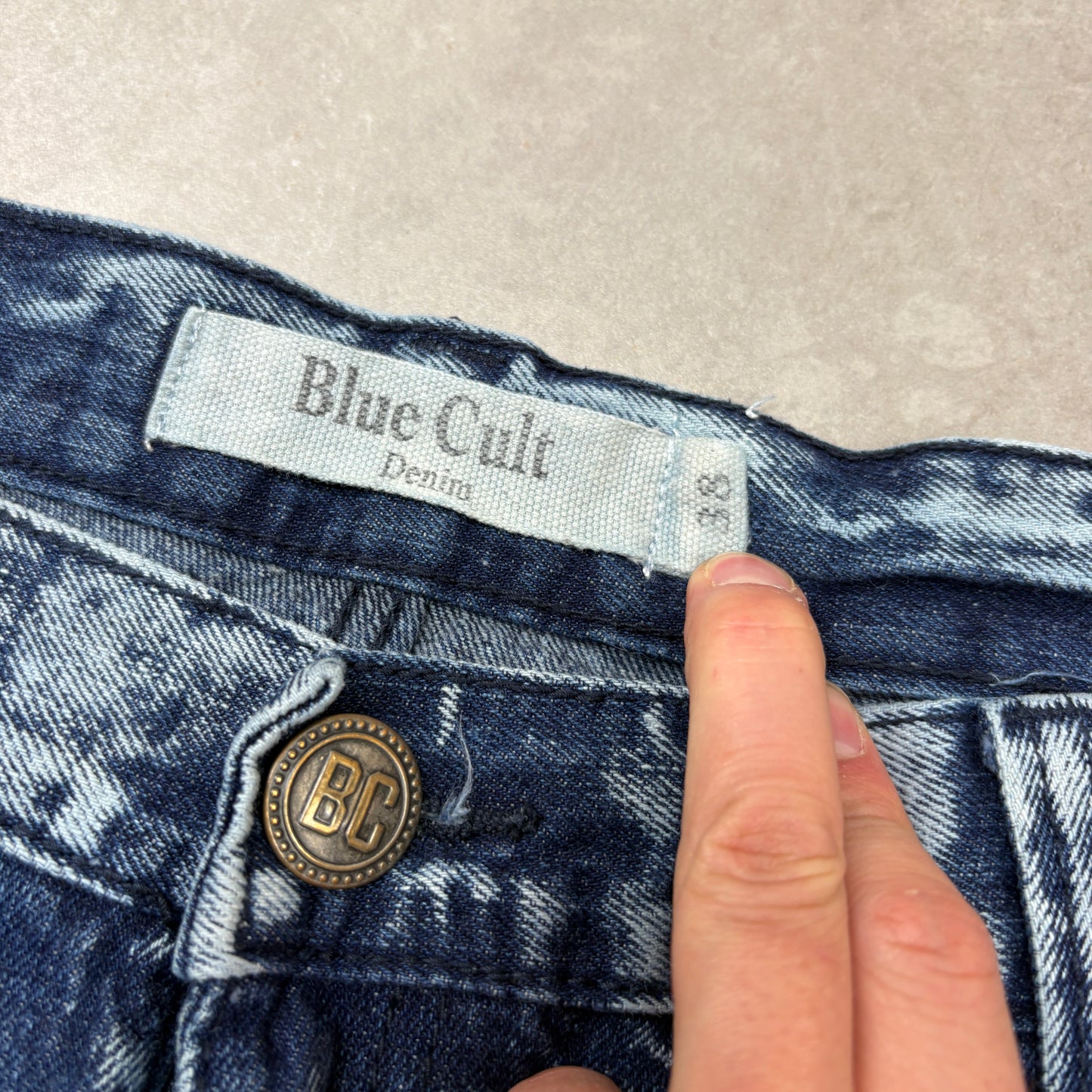 Vintage Acid Wash Blue Hip Hop Baggy Shorts Jorts - 42