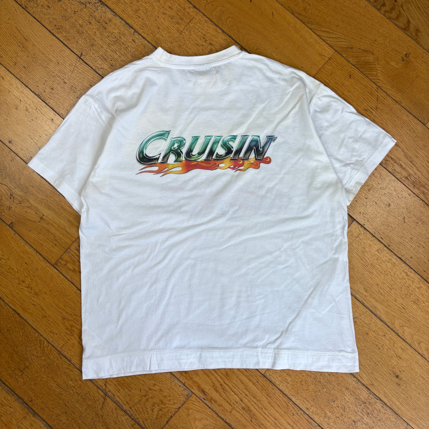 Vintage White Car Cruisin Boxy Graphic T-Shirt - XL