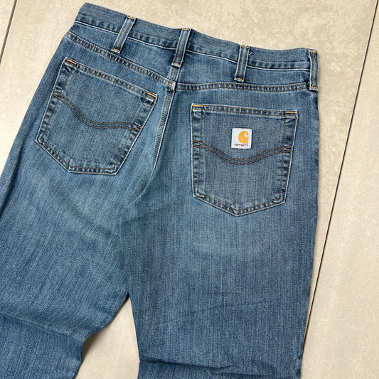 Vintage Carhartt Workwear Carpenter Baggy Blue Jeans - 32