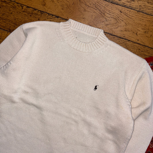 Vintage Ralph Lauren Cream Chunky Knit Jumper - M