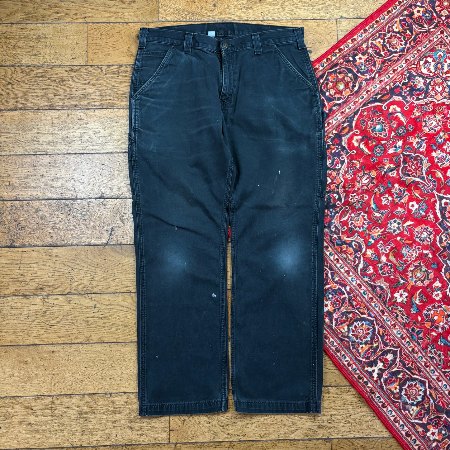 Vintage Carhartt Black Workwear Carpenter Baggy Trousers - 36