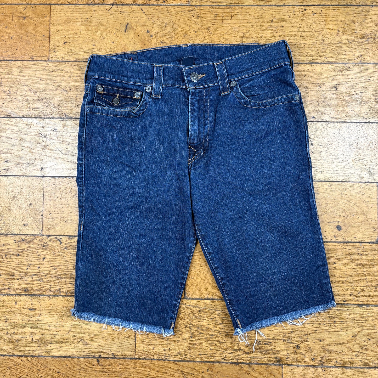 Vintage True Religion Embroidered Y2K Blue Shorts Jorts - 33