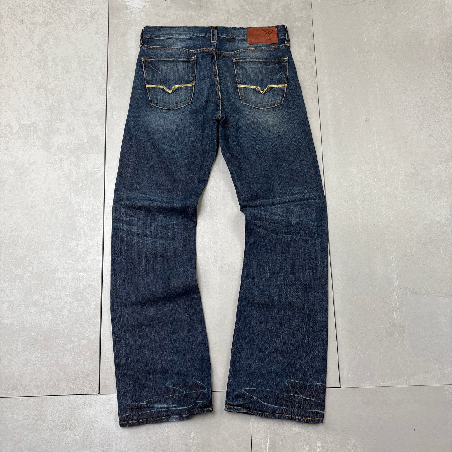 Vintage Guess Embroidered Hip Hop Bootcut Blue Jeans - 33